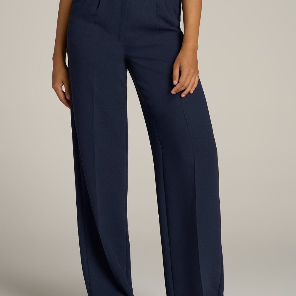 American Tall Pleated WIDE Leg Dress Pants for Tall Women in Navy Size 8 tall